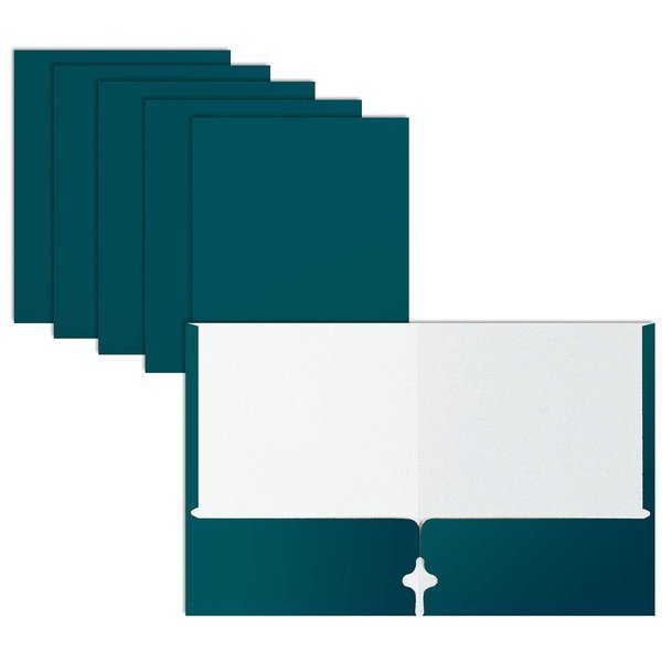 2 Pocket Paper Folders Portfolio, Letter Size, Teal, 50PK, Better Office Products, Mfr#: 80141
